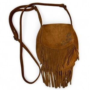 Boho Chic Vintage Leather Aeropostale Fringe Crossbody Purse Bag 90's Y2K